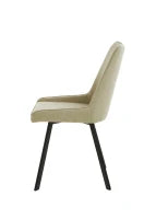 E-STYLO Sedia da pranzo in microfibra beige con gambe e struttura in metallo nero, 48cm X 60cm H. 87cm.
