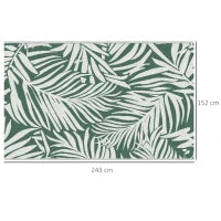 Tappeto Esterno per Balcone e Terrazza Reversibile con Fantasia a Foglie, 152x243 cm, Verde e Bianco