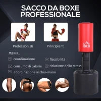 Sacco da Boxe da Terra Pesante con Altezza Regolabile (145-172cm) , Sacco da Boxe Pieno Base da Riempire con Acqua (100kg) Sabbia (120kg)