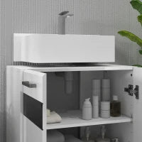 kleankin Mobile Sottolavabo in MDF con Armadietto a 2 Livelli con Ripiano Regolabile, 60x36.5x56 cm, Bianco