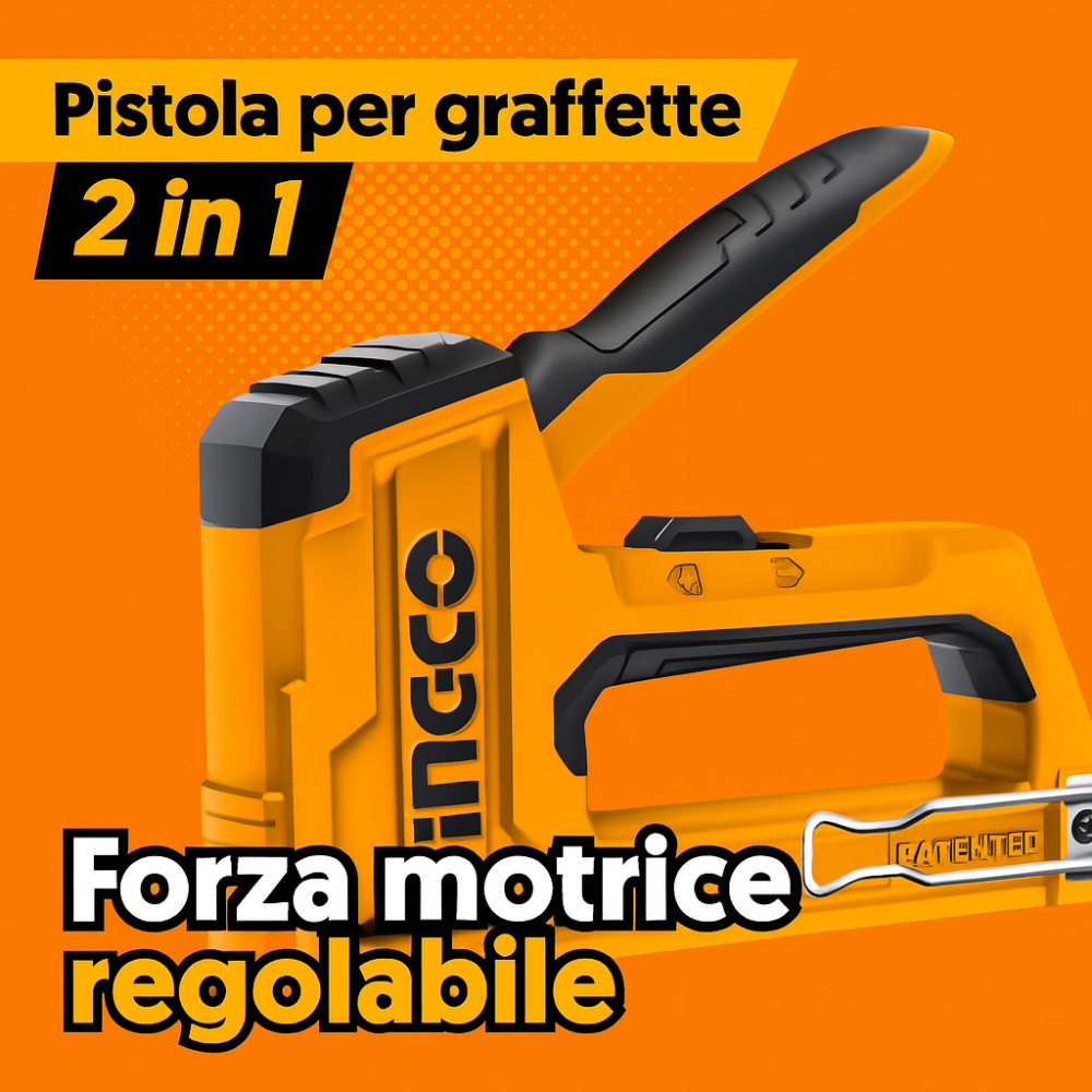 Graffatrice chiodatrice professionale 2 in 1 forza motrice regolabile ingco
