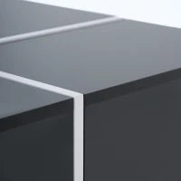 Elegante Tavolino da Caffè Lucido con Vano Portaoggetti Integrato e 4 Cassetti, 70×70×35 cm, Nero e Bianco