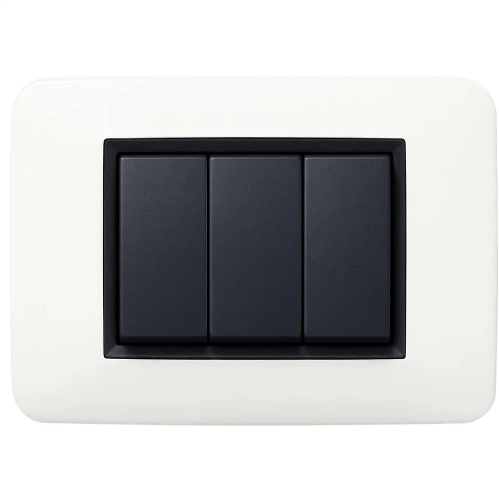 Vimar eikon round placca in metallo bianco antico elegante *** numero posti 3 posti, confezione 1