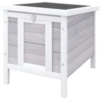 Gabbia per Conigli in Legno da Esterno con Tetto in Asfalto e Rampa Antiscivolo, 42x51x43cm, Grigia