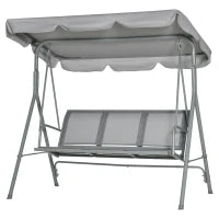 Dondolo da Giardino a 3 Posti con Tetto in Metallo, 170 x 110 x 153 cm, Grigio e Argento