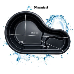 Laghetto da giardino fusine nero litri 150 dimensioni cm 113x74x h 45