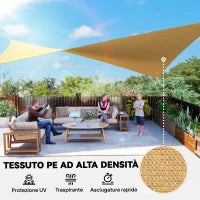 Tenda a Vela Parasole Rettangolare 4 x 6m, Tenda da Sole Protezione Raggi UV in HDPE 185g/㎡, Giallo