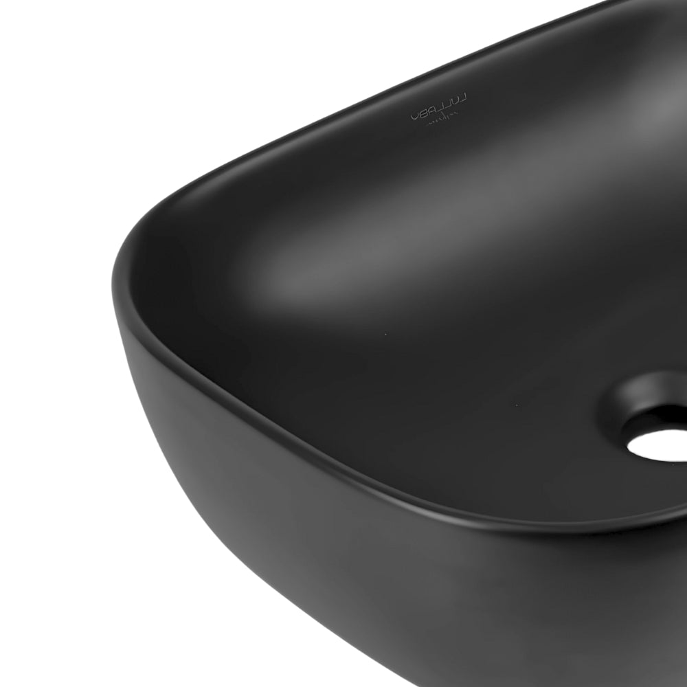 Lavabo da appoggio ceramica nero rettangolare arredo bagno 45,5x32,5x13,5 cm *** confezione 1