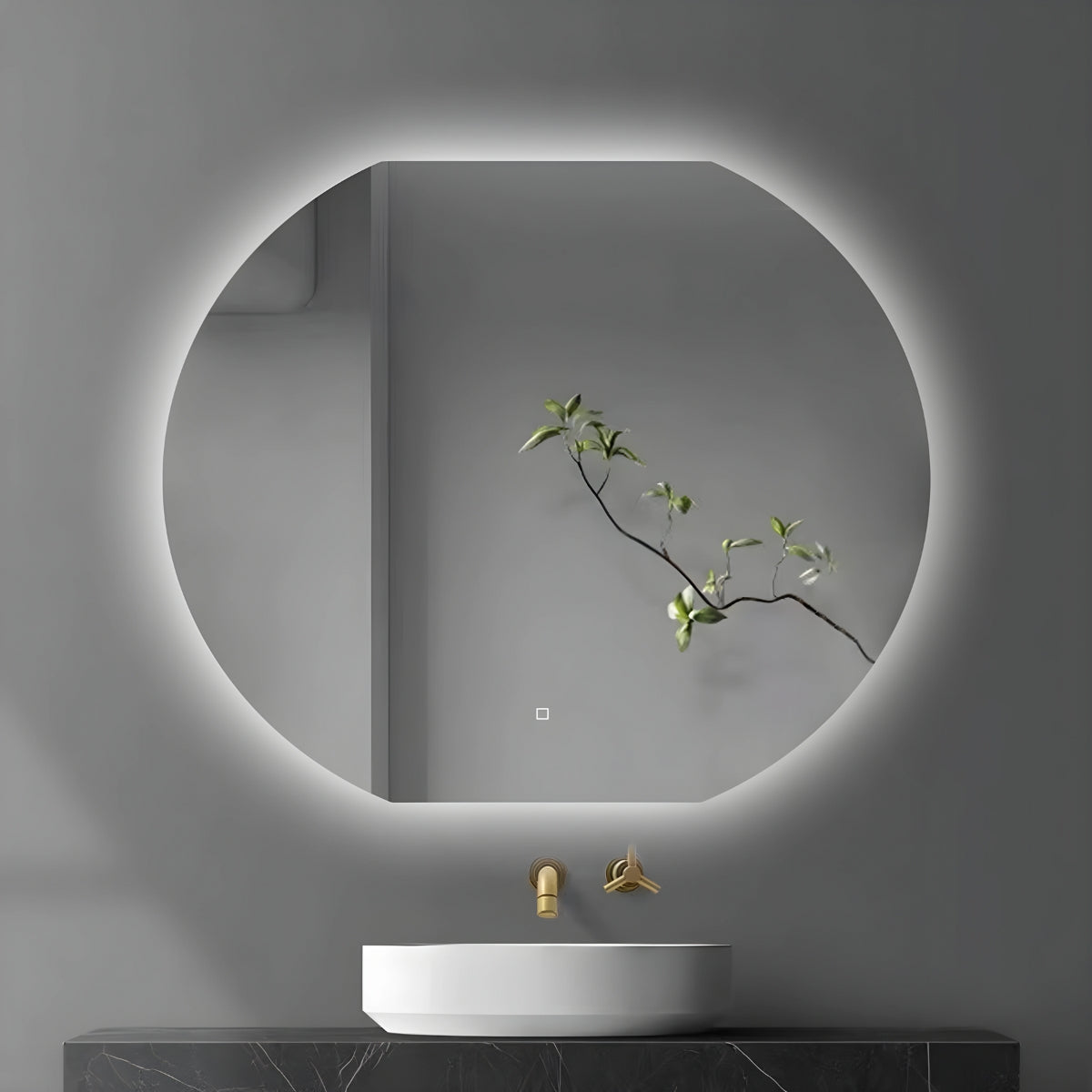 Specchio 5 mm semicircolare retroilluminato led interruttore touch *** misure 90x80 cm, tonalità dimmerabile 2700-45...