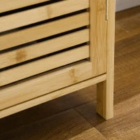 Mobile Scarpiera a 8 Ripiani su 3 Livelli con Maniglie, in Bambù, 100x35x80 cm, color Legno