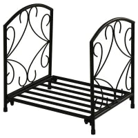 Portalegna per Camino da Interno ed Esterno in Metallo, 50kg di Legna, 39.5x31.5x39.5cm - Nero