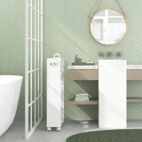 Carrello per Cucina e Bagno Salvaspazio a 3 Livelli con Barre Laterali e Ruote con Freni, 45x15x80 cm, Bianco