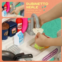 Cucina Giocattolo per Bambini 3-6 Anni con 104 Accessori, in PP, PE e ABS, 52.5x22x100 cm, Rosa