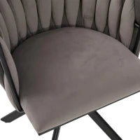 Set da 2 Sedie Girevoli a 180° con Supporto Lombare Ergonomico e Rivestimento Effetto Velluto, 56x50x70 cm, Grigio