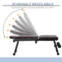 Panca Multifunzione Pieghevole, Altezza e Inclinazione Regolabile, 130x37x45-108cm, Nero