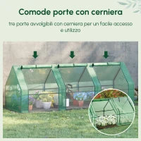 Serra da Giardino a Tunnel in PE per Piante e Fiori con Bordi Allungati e Porte a Cerniera, 270x90x90 cm, Verde scuro