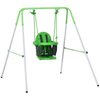 Altalena per Bambini 6-36 Mesi da Giardino e Salotto in Acciaio e PE, 122x146x122 cm, Verde