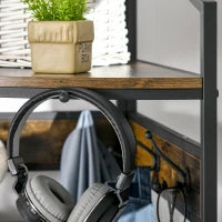 Appendiabiti da Terra Angolare con Panca e Scarpiera in Stile Industriale, 50x50x183cm, Marrone