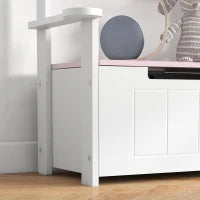 Panca contenitore per bambini con schienale e chiusura soft, 68,5x34x58 cm, Rosa e Bianco