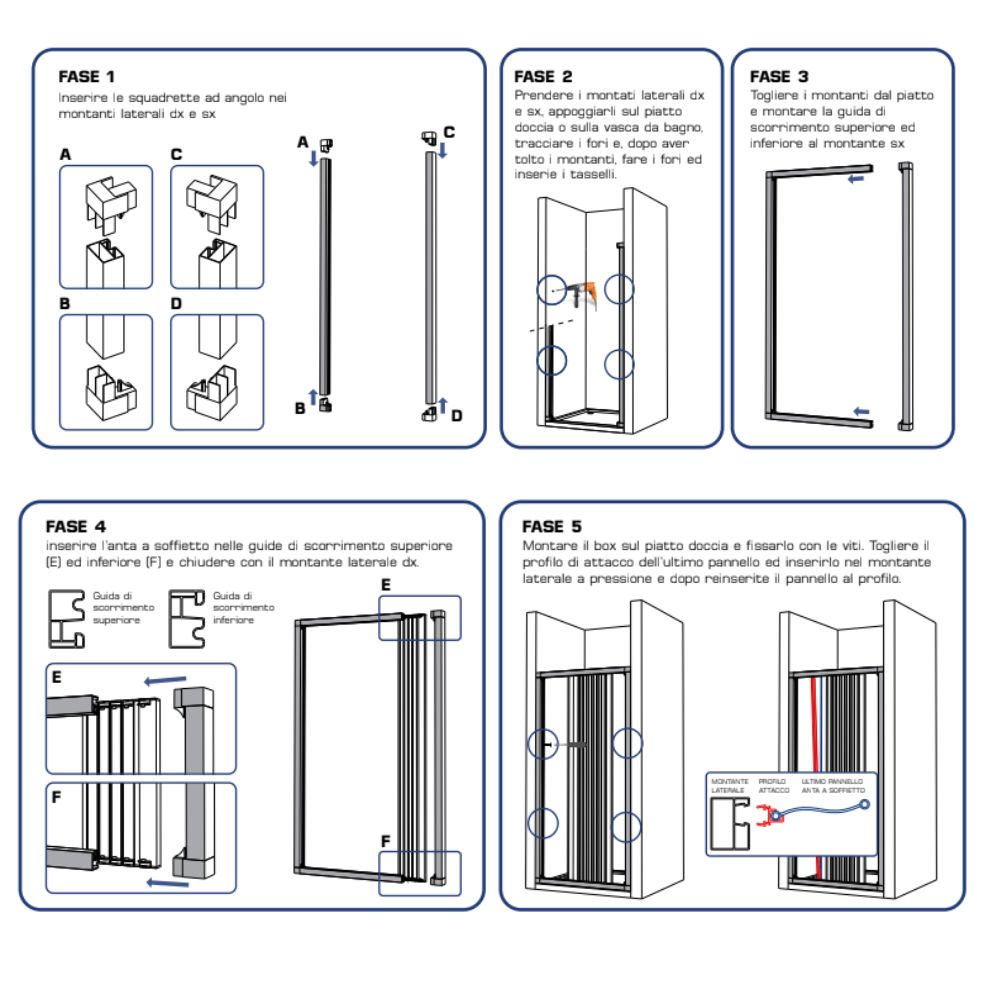 Parete doccia soffietto bianca maniglia katia-al reversibile altezza cm 185 pvc *** misure 90 cm, confezione 1