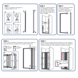 Parete doccia soffietto bianca maniglia katia-al reversibile altezza cm 185 pvc *** misure 90 cm, confezione 1