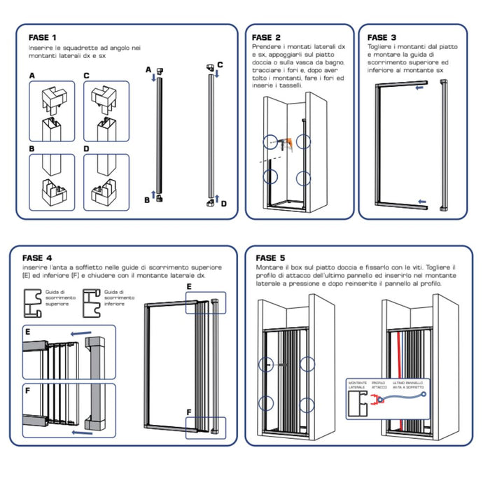 Parete doccia soffietto bianca maniglia katia-al reversibile altezza cm 185 pvc *** misure 90 cm, confezione 1