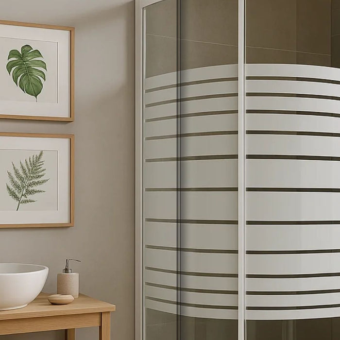 Ogomondo box doccia semicircolare bianco due ante cristallo temprato *** misure 77-79,5x77-79,5xh185 cm serigrafato, ...