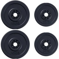 Set di 4 Dischi Pesi per Bilanciere e Manubri Peso Totale 30kg, 2x5kg e 2x10kg, Nero