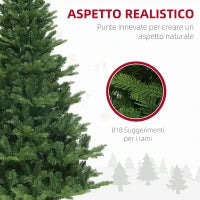Albero di Natale Artificiale Alto 180 cm con 818 Rami e Base in Acciaio per Interni, Verde