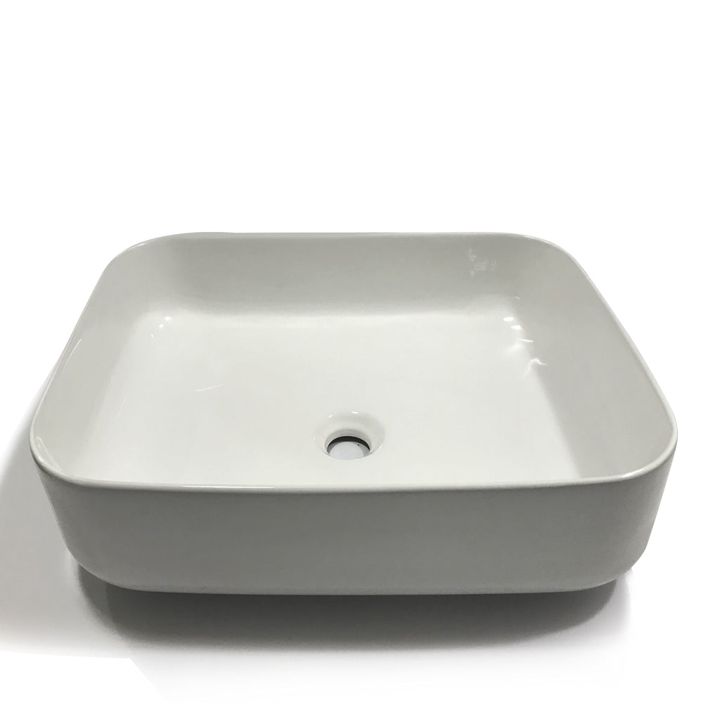 Lavabo da appoggio ceramica bianco rettangolare lavandino bagno 50x39x13 cm *** tinta bianco opaco, confezione 1