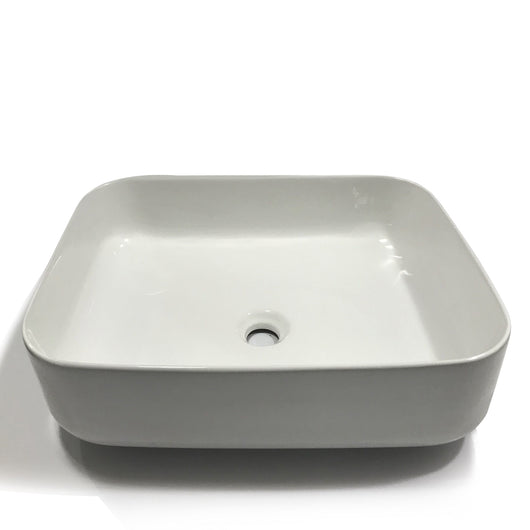 Lavabo da appoggio ceramica bianco rettangolare lavandino bagno 50x39x13 cm *** tinta bianco lucido, confezione 1