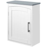 kleankin Mobile Pensile Bagno a un'Anta con Mensola Regolabile, 41x18.5x52cm, Bianco e Grigio
