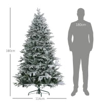 Albero di Natale Innevato 182.88cm con 2531 Rami Alto e Stretto con Base Pieghevole, Verde