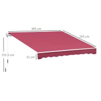 Tenda da Sole per Esterno Avvolgibile a Manovella in Metallo e Alluminio, 4x2.5m, Rosso Scuro