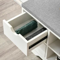 Scarpiera Salvaspazio, Panca Scarpiera in Legno, Mobile Scarpiera da Ingresso, Bianca, 80.5x30.5x43.5cm