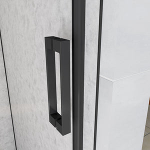 120x195 cm Box Doccia Per Nicchia Porta Scorrevole in Vetro 8 mm Temperato Trasparente Anticalcare Profilo Nero Opaco Softclose