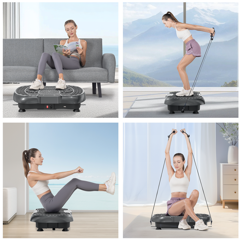 Pedana Vibrante con Bluetooth e Bande Elastiche - 1-99 Velocità - RATTANTREE - Modellamento Gambe/Glutei, Massaggio Casa