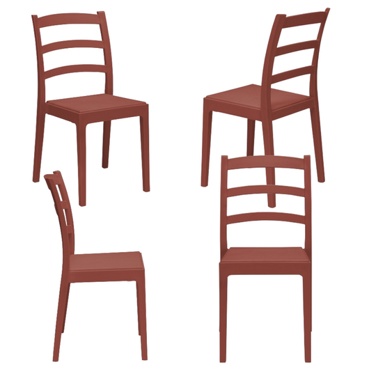 Set 4 Sedie in polipropilene REA, MADE IN ITALY, impilabile, resistente ai raggi UV, design classico, ideale per sala da pranzo, cucina, sala d’attesa, bar, ristoranti o giardino, colore Rosso