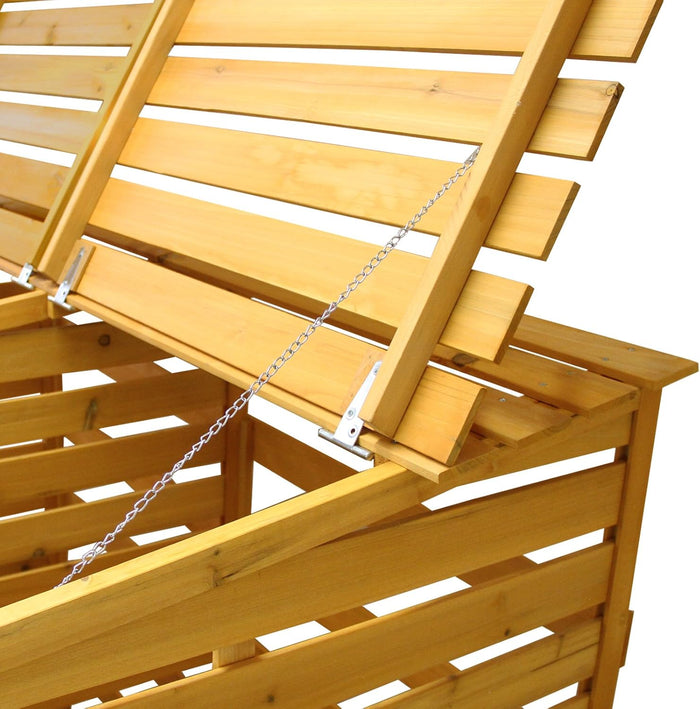 Triplo Copribidone della Spazzatura in Legno Robusto per Contenere 3 Bidoni 240L