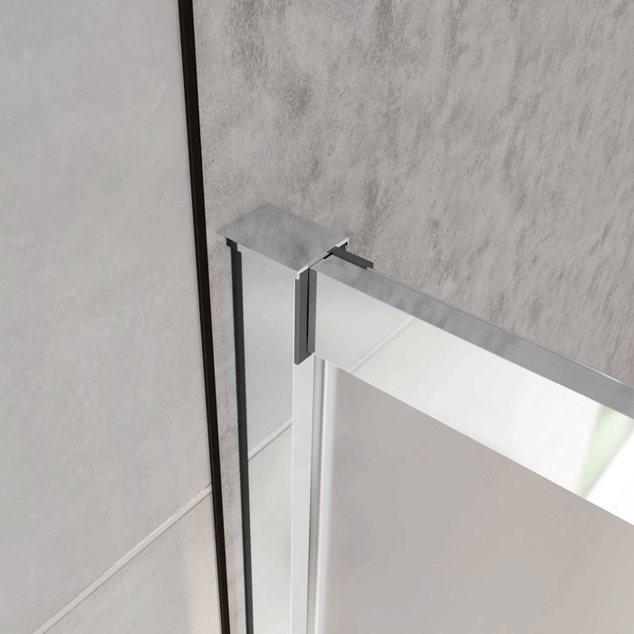H.185 cm Box Doccia Angolare Porta Scorrevole con Parete Fissa Vetro Temperato 5 mm Satinato Opaco 110x80 cm