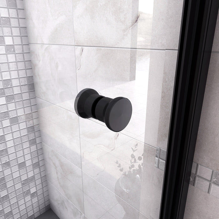 185 cm Box Doccia per Nicchia Porta a Soffietto Vetro Temperato 5 mm Trasparente  Profilo Nero Opaco 80 cm