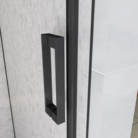 130x195 cm Box Doccia Per Nicchia Porta Scorrevole in Vetro 8 mm Temperato Trasparente Anticalcare Profilo Nero Opaco Softclose