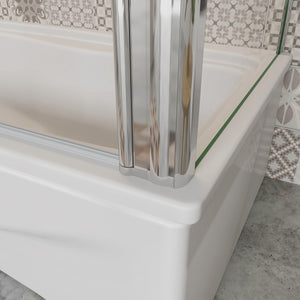 130x140cm Parete Doccia Sopravasca Angolare 3 Ante Pieghevoli con Parete Laterale 70 cm Vetro Temperato 6mm Trasparente Anticalcare Cromato Lucido