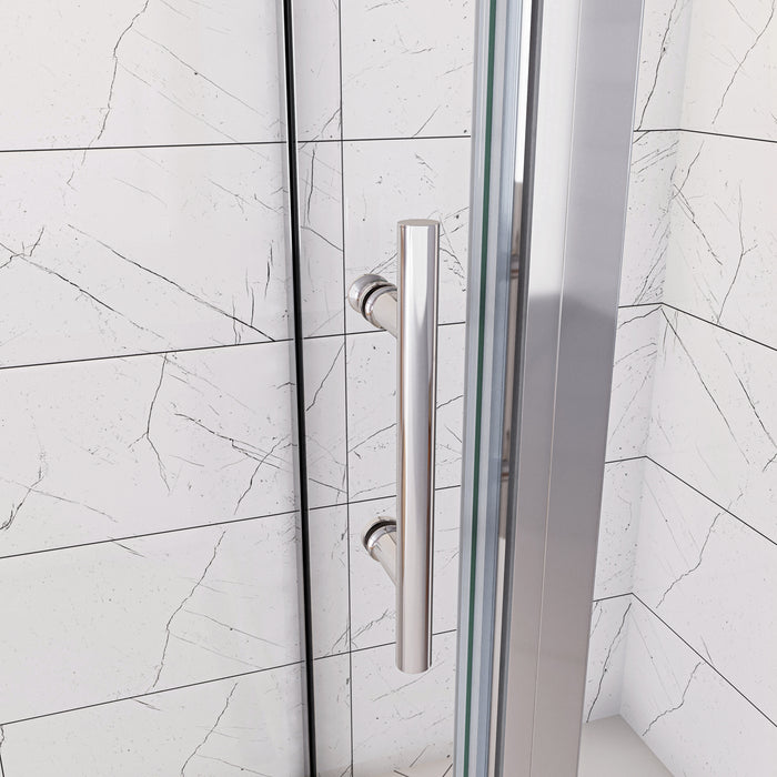 185cm Box Doccia a Tre Lati Porta Girevole Battente 86cm con Doppia Parete Fissa 70x70cm Vetro Temperato Trasparente 5 mm Profilo Cromo Lucido