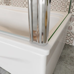 H.140 cm Sopravasca da Bagno Doccia con Parete Fissa 120x80 cm Due Ante Pieghevoli a Libro Vetro Temperato Trasparente 6 mm Anticalcare Cromo Lucido