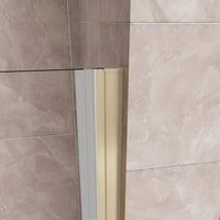 Porta Doccia 90x185 cm Porta Battente Pieghevole in Vetro Temperato Trasparente 6 mm Anticalcare Telaio Dorato Spazzolato