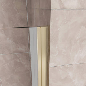 Porta Doccia 76x185 cm Porta Battente Pieghevole in Vetro Temperato Trasparente 6 mm Anticalcare Telaio Dorato Spazzolato