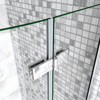 90x90x195 cm Box Doccia Semicircolare Porte Battenti e Ante Pieghevoli in Vetro Temperato 6mm Anticalcare Trasparente Profilo Cromo Lucido