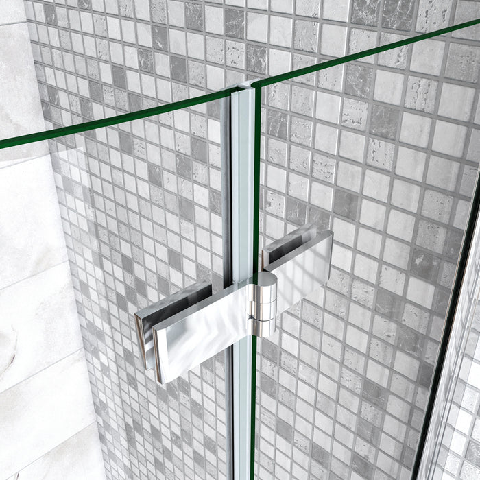 90x90x195 cm Box Doccia Semicircolare Porte Battenti e Ante Pieghevoli in Vetro Temperato 6mm Anticalcare Trasparente Profilo Cromo Lucido