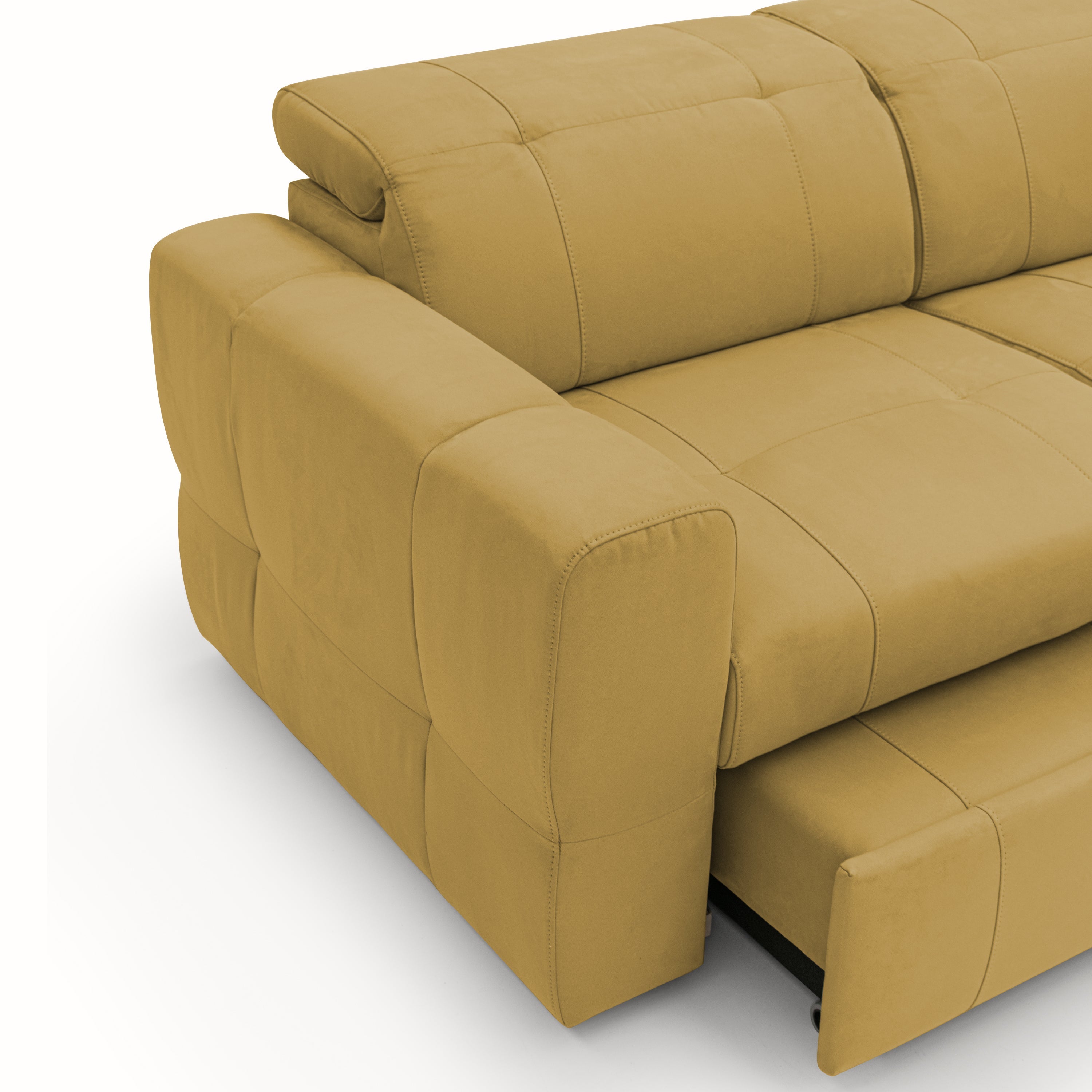 Kronos Divano con estraibile e poggiatesta reclinabili in morbida microfibra impermeabile T11 193 cm giallo